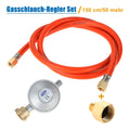 Gas Hose 150cm Pressure Reducer 50mbar Regulator Set with Transition 1/2" R X 1/4" Lks Adapter for LPG BBQ Gas Grill Gas Cooker