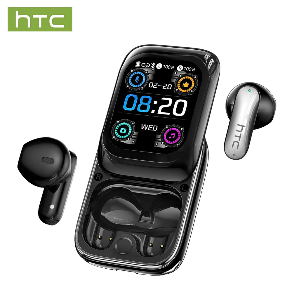 HTC NE48 TWS Wireless Earbuds AI Translation 2K HD Touchscreen Bluetooth 6.0 IPX5 ENC Noise Cancelling Sports Headphone