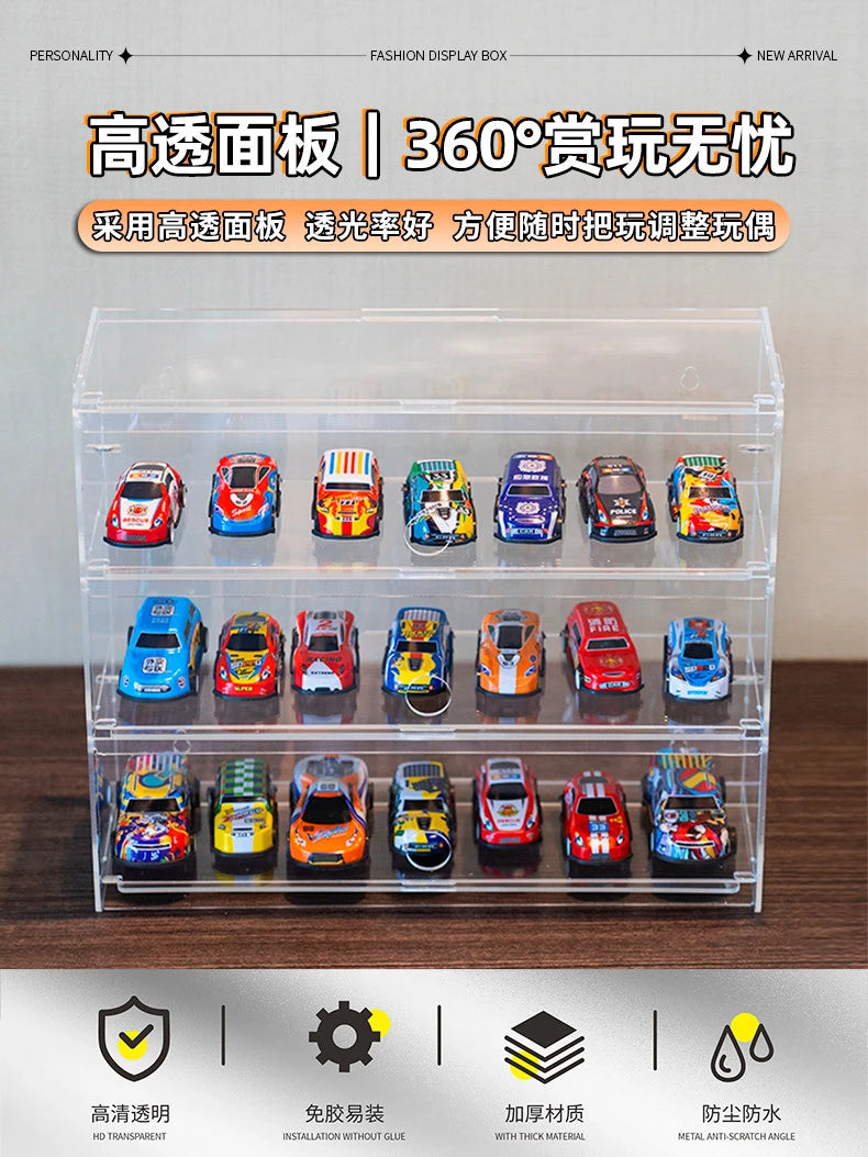 Clear Acrylic Multi-layer Tier Display Case with Door Storage Box for Model Cars Building Blocks Figures Collectibles