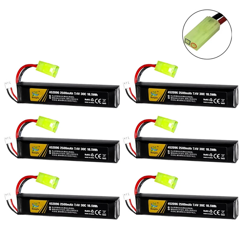7.4V 2500mAh Lipo Battery Split Connection for Water Gun 2S 7.4V Battery for Mini Airsoft BB Air Pistol Electric Toys Guns Parts