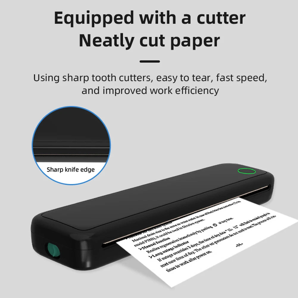 New Portable Mini A4 Printer No Ink Printing A4 Thermal Printer for Phone PC Tattoo Transfer Printer or 5PK Thermal Paper Rolls