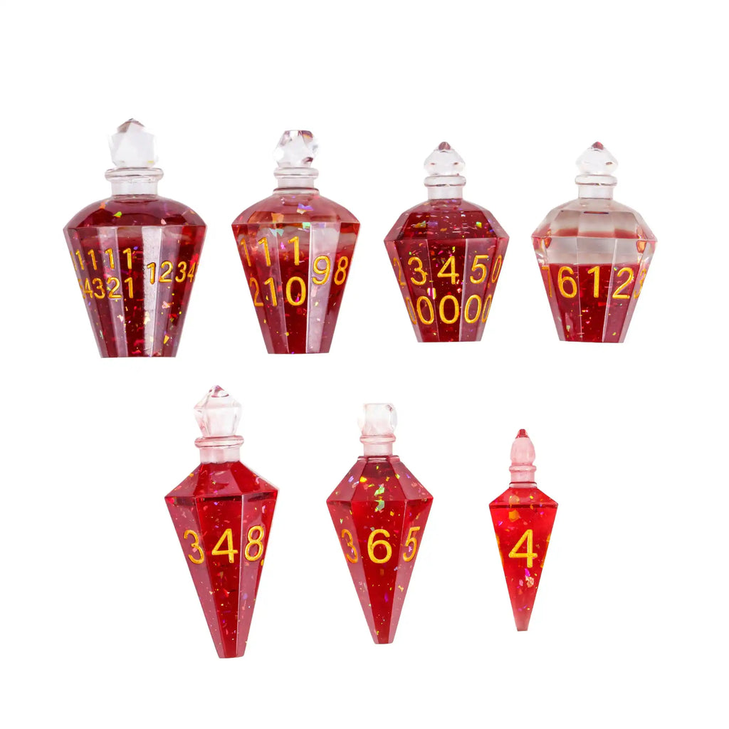 7 Potion Bottles Sharp Edges Dice DND New Style Polyhedral Dice Set Handcrafted D4-D20 for Role Playing Game Board Games TRPG