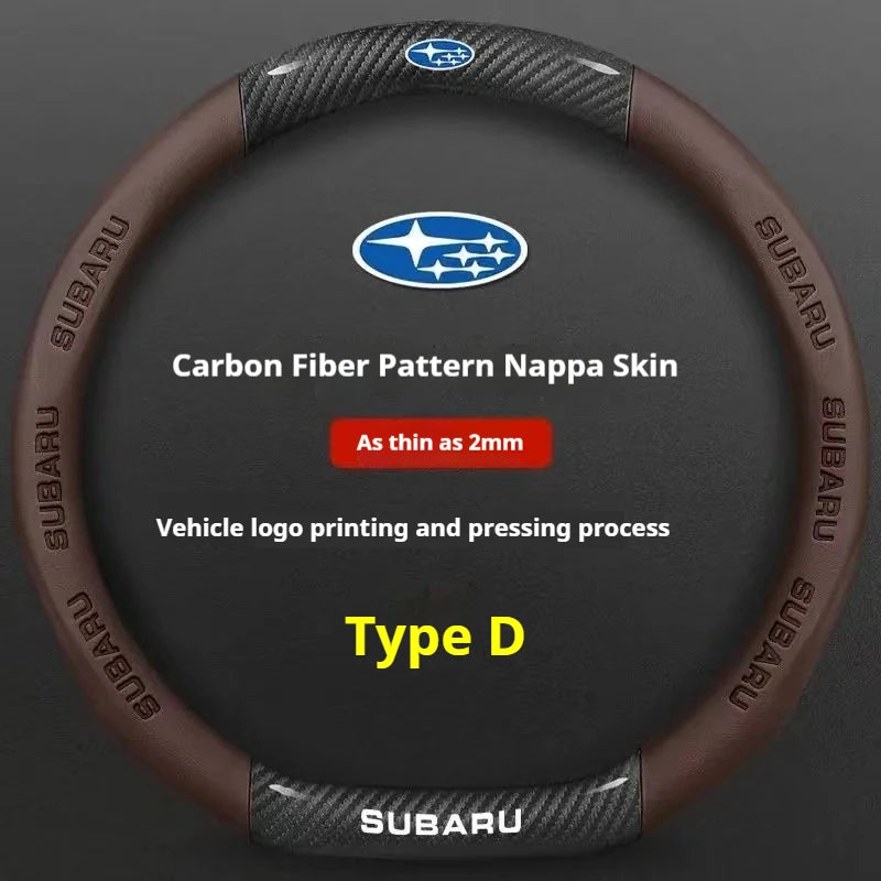 For Subaru Brz Wrx Xv Ascent Forester Outback Impreza Legacy Car AntiSlip Carbon Fiber Leather Ultrathin Steering Wheel Cover
