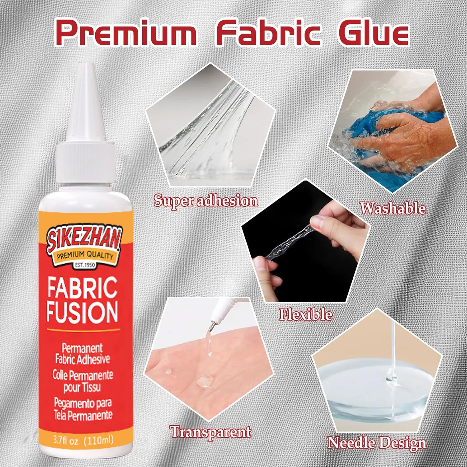 110ml Fabric Glue Permanent Fabric Adhesive for Clothing DIY Craft Repair Fast Dry Washable Glue for Cotton Leather SIKEZHAN