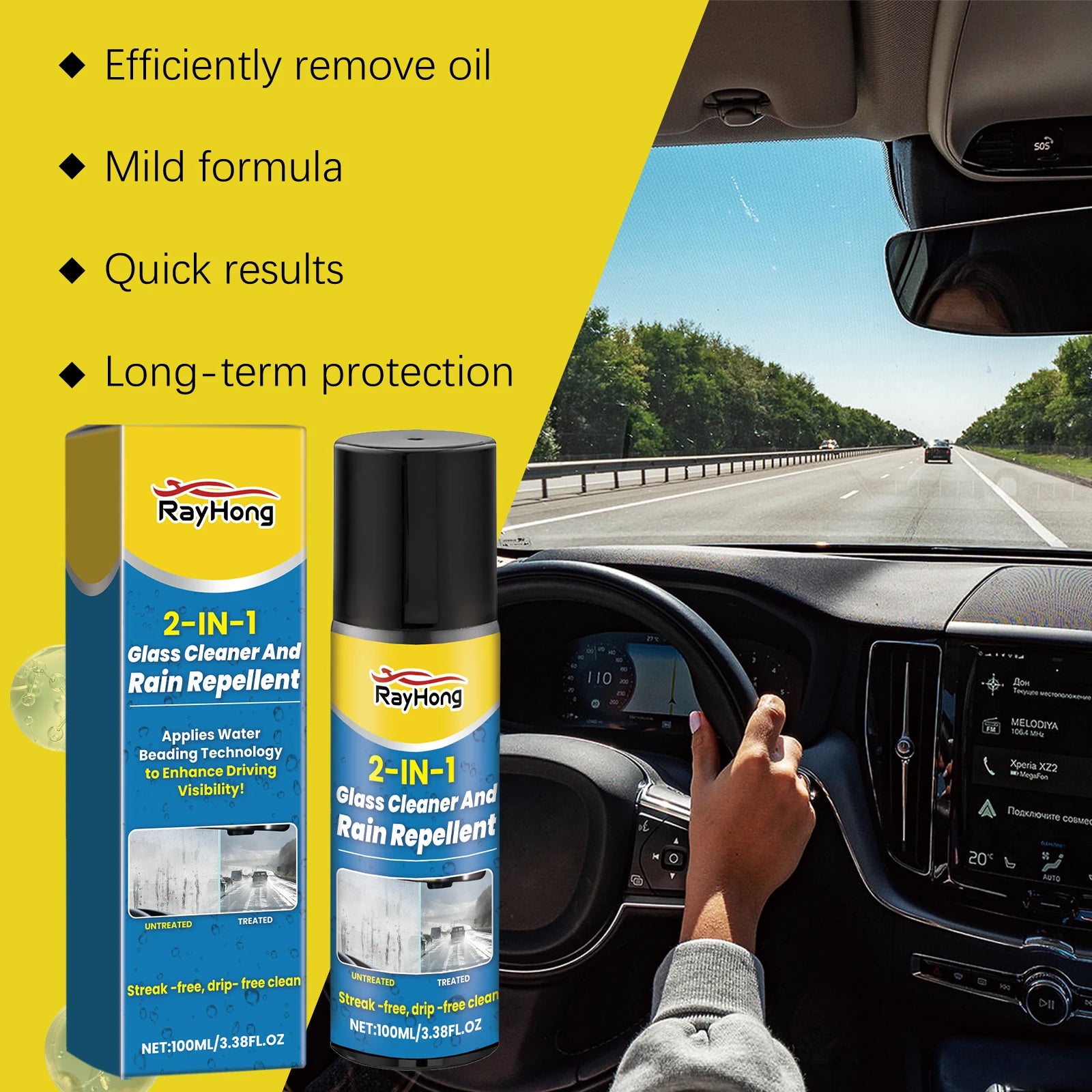 Car Windshield Repellent Spray Auto Anti-Rain Waterproof Hydrophobic Cleaner Glass Window Cleaning Polishing Car Detailing