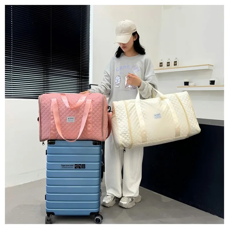 Expandable large-capacity travel bag, portable folding luggage storage bag, handbag, travel clothing storage bag, shoulder bag