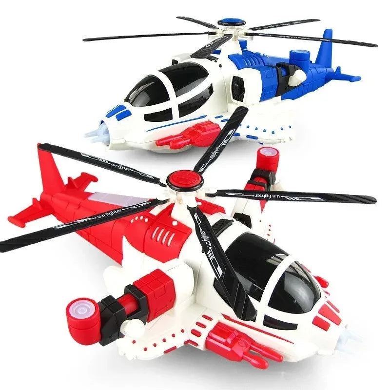 Light-Up Helicopter Toy for Toddlers, 360° Rotating Airplane Toy with Music and Obstacle Avoidance, Birthday Gift for Kids