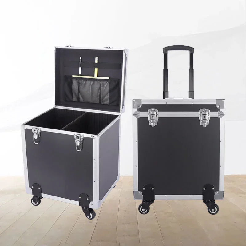 Portable Toolbox with Wheels Aluminum Organizer Suitcase Large Hard Flight Case Storage Tools Professional Transportation Boxes