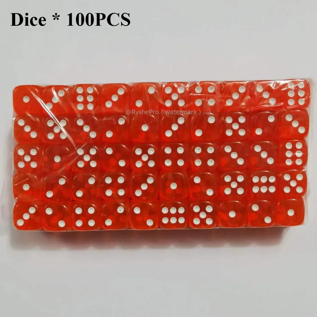 100 Pieces Colored Dices 14mm 6 Sided with Acrylic Material Standard Game Dice Set for Board Games Parties Classroom Math Dice