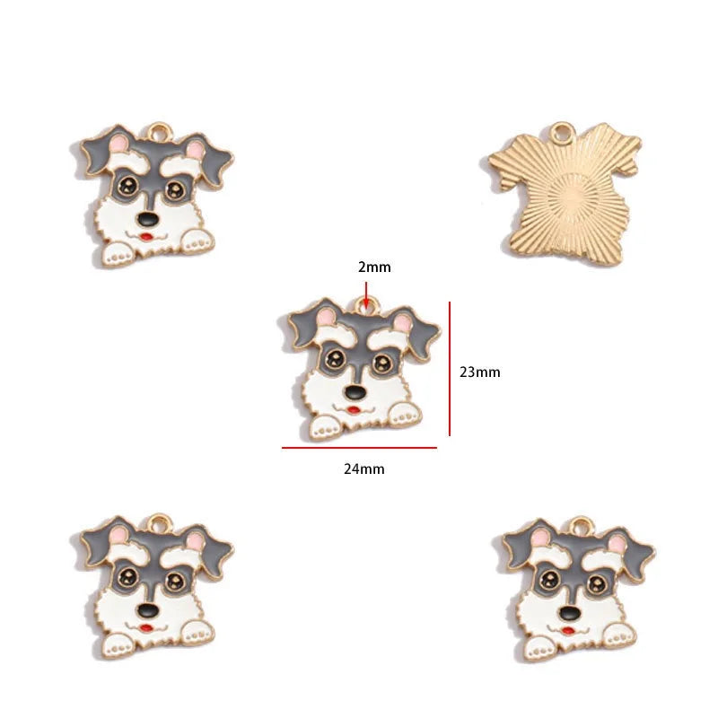 12pcs Alloy Drip Oil Cute Pet Dog Jewelry DIY Pendant Earrings Necklace Accessories Keychain Pendant Handmade