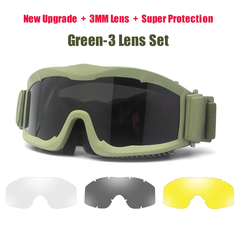 2024 New Upgrade 3mm Tactical Goggles Combat Explosion-proof Glasses Outdoor Hunting Paintball Eyewear