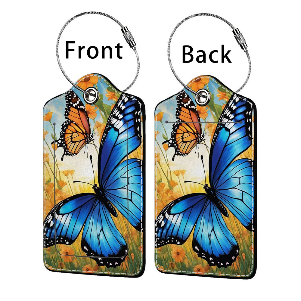 HOT SALE Tyrant butterfly Leather Business Luggage Tag Suitcase Address Label Luggage Boarding Case Label Name ID Address Clip