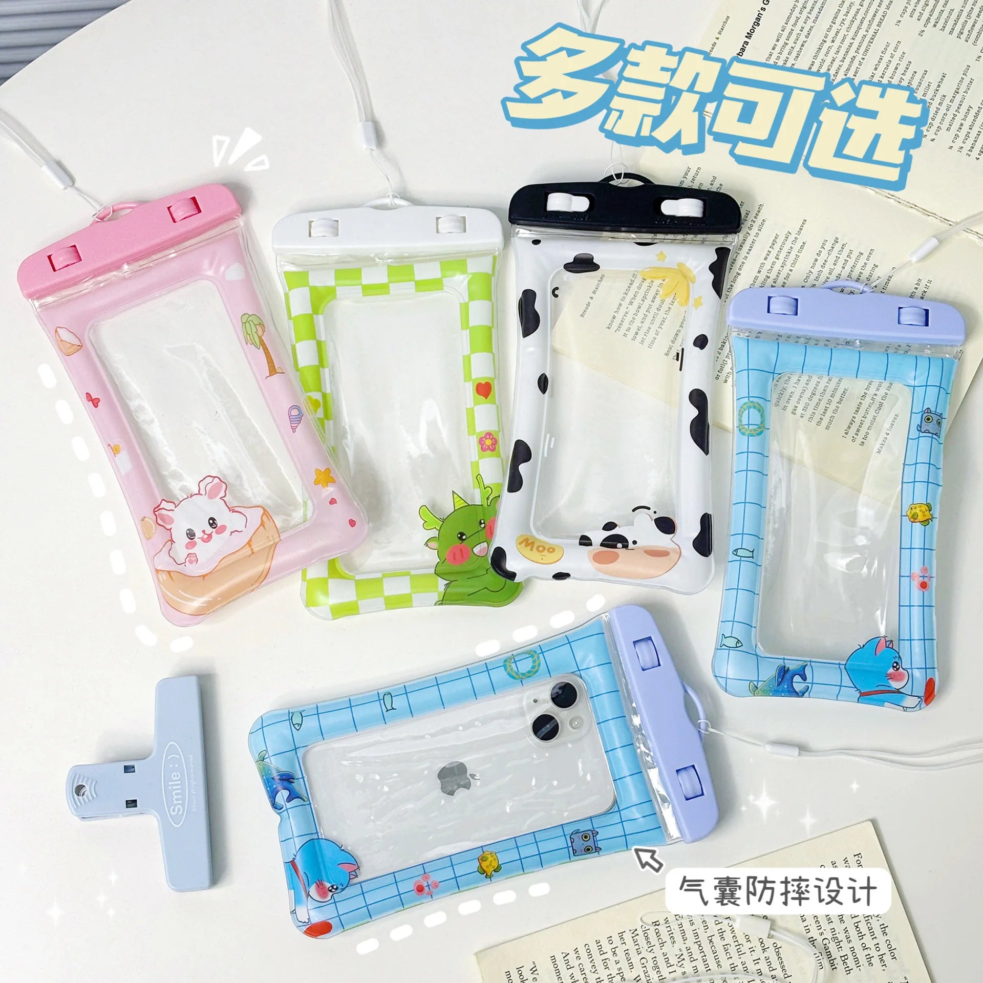 Animal phone waterproof bag cartoon style airbag floating touch screen protective cover swimming phone waterproof bag
