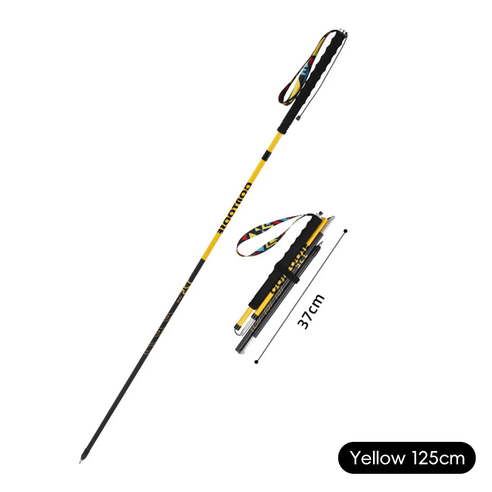 2026 New Ultra Light Carbon Fiber Trekking Pole Foldable Design Professional Hiking Trail Running Walking Stick 105-125CM Length