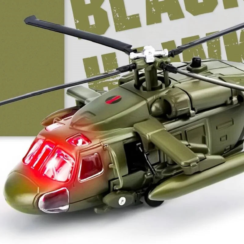 UH-60 Combat Helicopter Simulation Diecast & Toy Vehicles Sounds & Light 1:64 Alloy Military Collection Model Metal Airplane