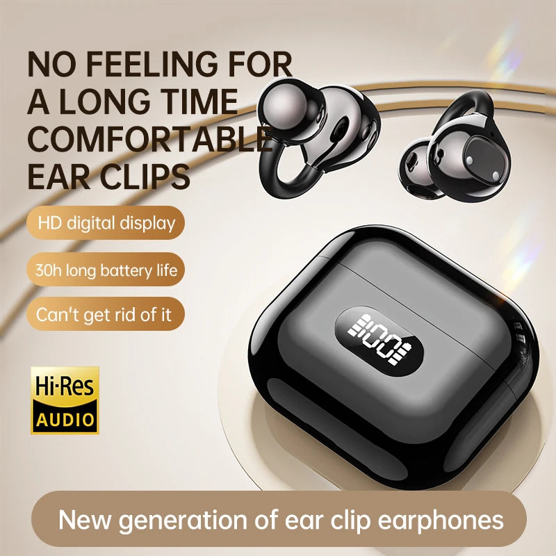 X62 Smart TWS Ear Clip Bluetooth Headphones Digital Display 150 Language Translation 30H Battery Open Ear Design for Sports 2026