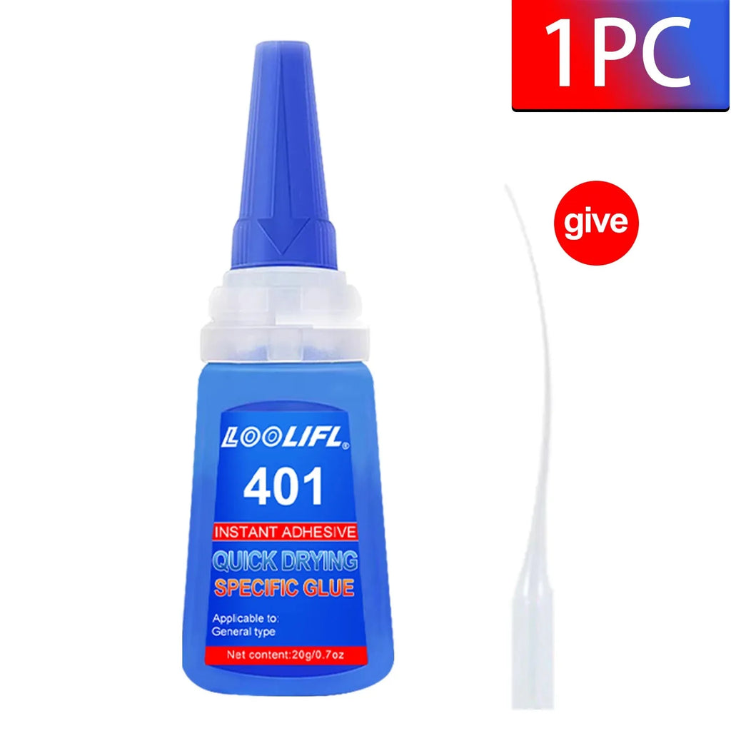 401 Universal Strong Instant Adhesive, Fast Curing in 10 Seconds, Suitable for Materials Such as Metal, Plastic, Leather, Ceramics, Glass, Strong Adhesive, Traceless Repair, Super Fast-Drying Glue, Welding Aid, Electrode Weld