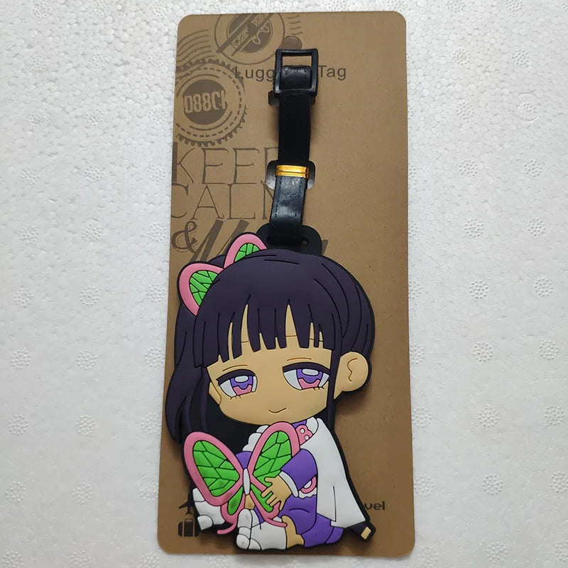 Anime Demon Slayer Luggage Tag Travel Portable Baggage Boarding Label Silica Gel ID Addres Holder Luggage Individuality Tags