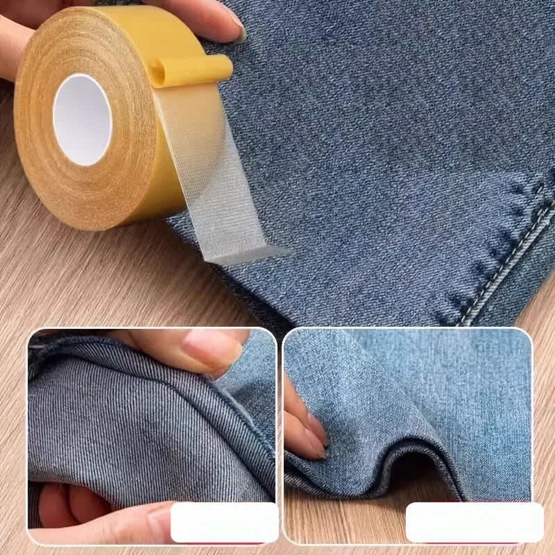 2 Rolls of Strong Adhesive Double-Sided Tape Specifically Designed for Fabric, Free from Seams and Burns