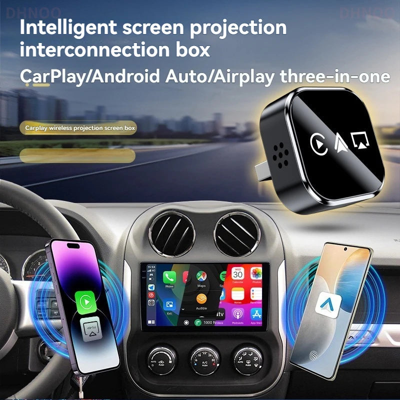 Wireless Adapter Carplay Android Auto WiFi Bluetooth Auto Connect Airplay for iPhone Plug and Play MiNi Car Box 4in1 AI CarPlay