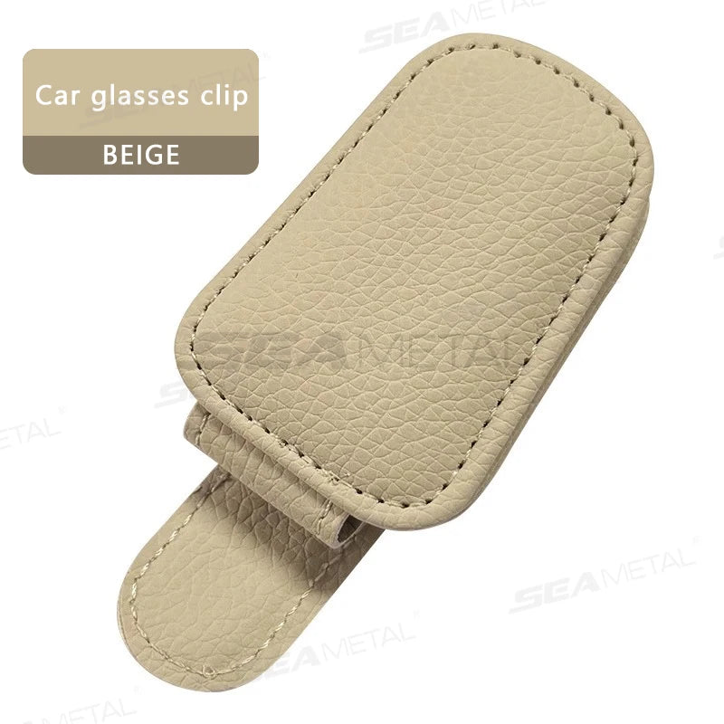 BLALION Car Sun Visor Clip Glasses Cards Case Auto Sunglasses Visor Glasses Holder Sunglasses Bracket Holder PU Glasses Support