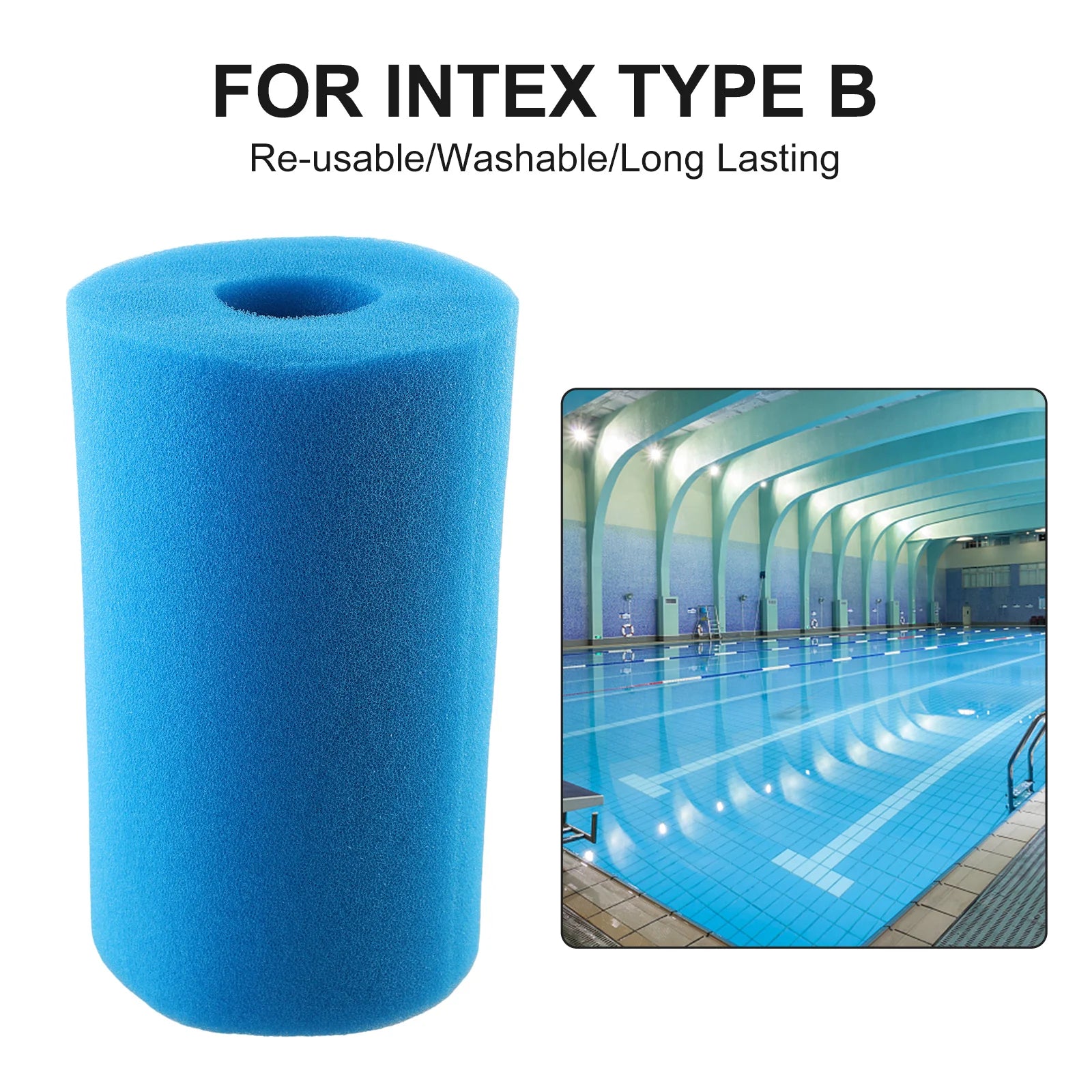 Replacement Foam Filter Cartridge for Intex Type B Filter Pumps Reusable and Washable Sponge Element to Extend Filter Life