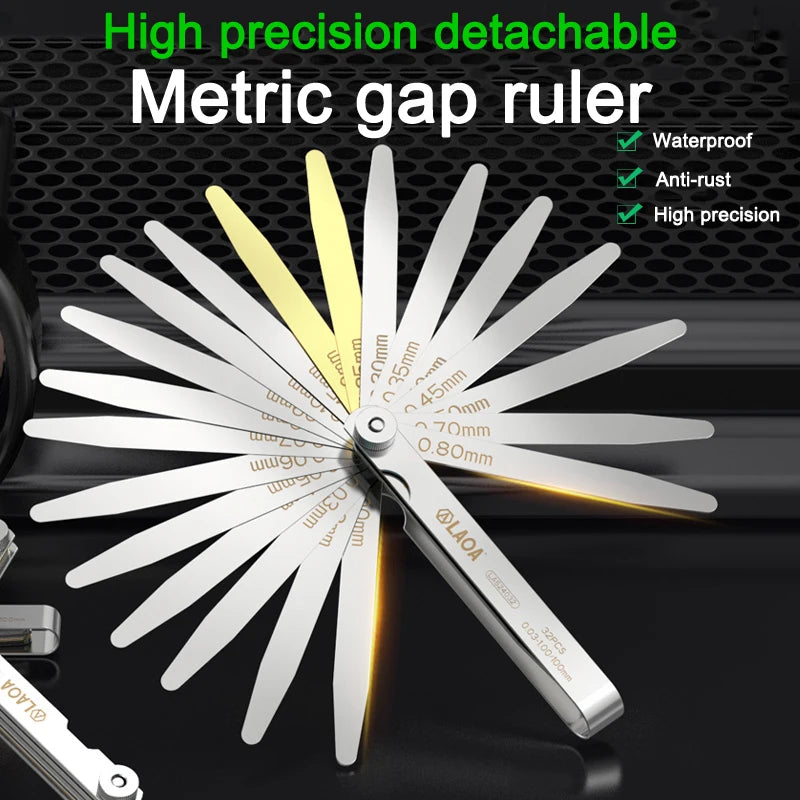 LAOA 14pcFeeler Gauge Metric Size 0.05-1mm Thickness Gauge Set Valves Foliage of Valves Spark Plug Gap For Measurement Probe Gap