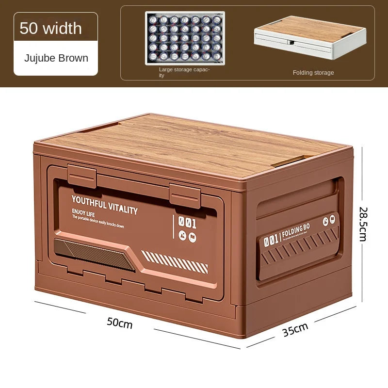 Outdoor Storage Box Camping Folding Box Camping Organizer Car Trunk Wooden Lid Industrial Air Storage Box Home Storage