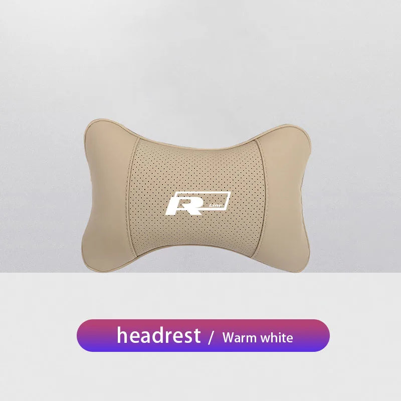 Keychain Leather Car Seat Headrest Memory Foam Comfort Neck Pillow Auto Interiors For Volkswagen VW T5 ID3 Tiguan GTI RLine Golf
