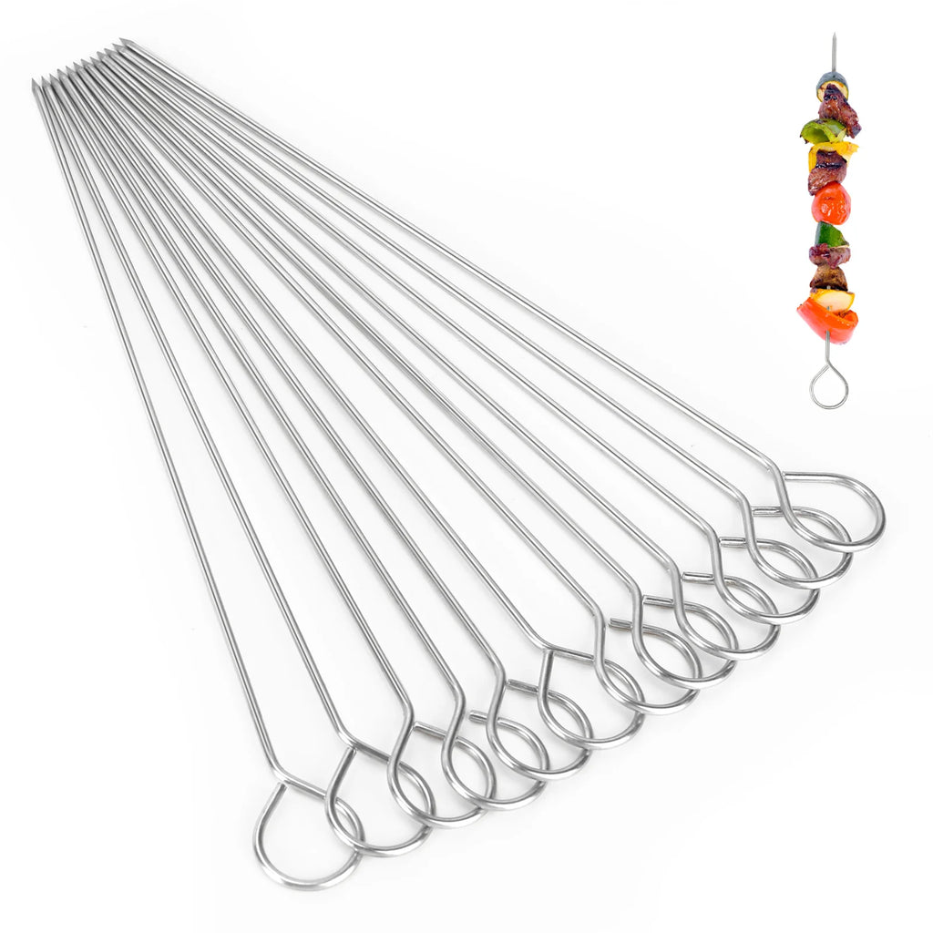 12pcs BBQ Barbeque Skewers 20cm Needle Utensil Fork Iron Outdoor delicious Traveling Tools Easy to clean