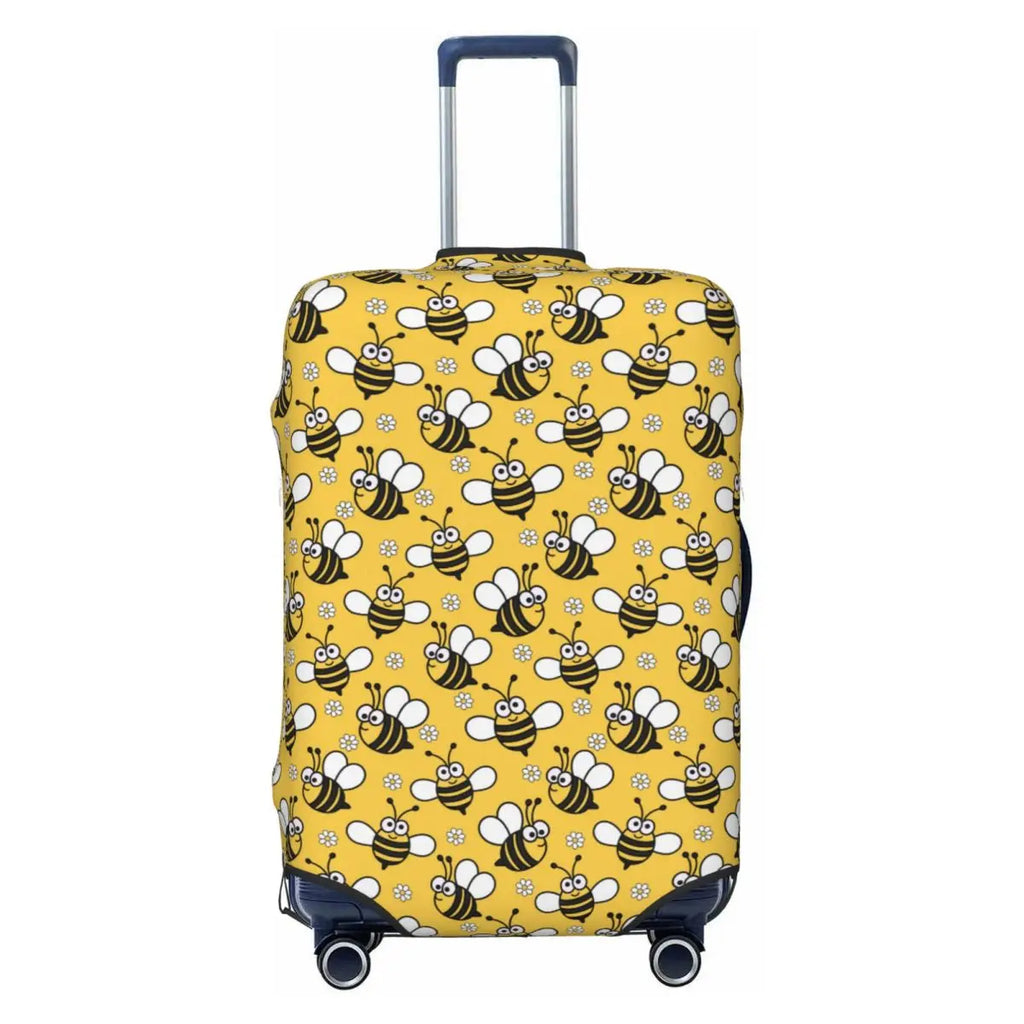 Honeycomb With Bees Suitcase Cover Elastic Cute Honey Bumblebee Luggage Protective Covers for 18-32 inch