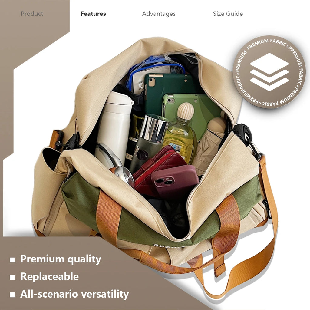 Short-Distance Fitness Bag for Men, Dry and Wet Separation Shoulder Bag, Cross-Body Multi-Functional Travel Bag, Women's Training Swimming Bag, Large Capacity