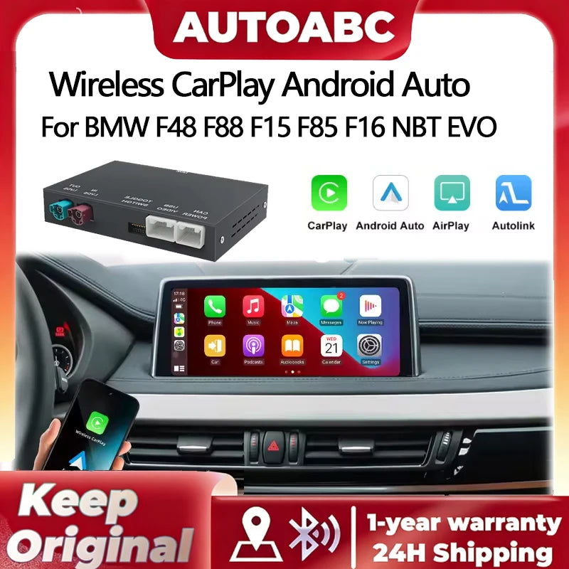For BMW F48 F88 F15 F85 F16 NBT EVO system Wireless CarPlay Android Auto ModuleWith Bluetooth Mirror Link Navigation