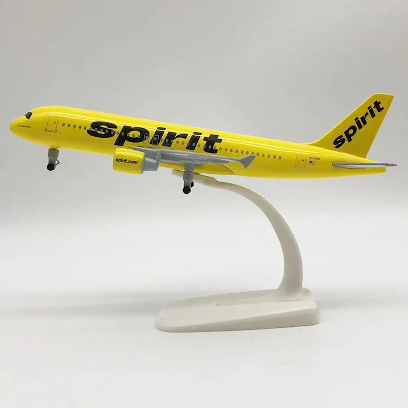 Die-Cast 20CM A320 Metal Model Airplane Toy Spirit Airlines USA with Metal Alloy Toys Plane Model for Kids Children Decoration