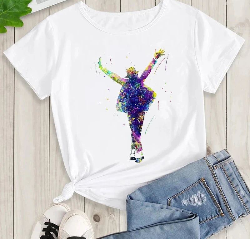 Michael Jackson Graphic Printed Tshirt Harajuku Rock Fashion Casual Short Sleeve Crew Neck Plus Size T Shirt Women