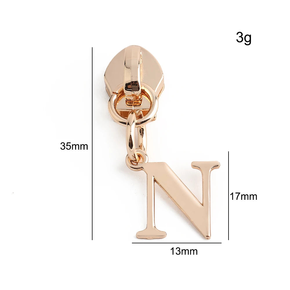 20/50PCS 5# Nylon A-Z English Initial Letter Zipper Puller Slider For Create Personal Logo Bag Purse Trinkets Gift Accessories