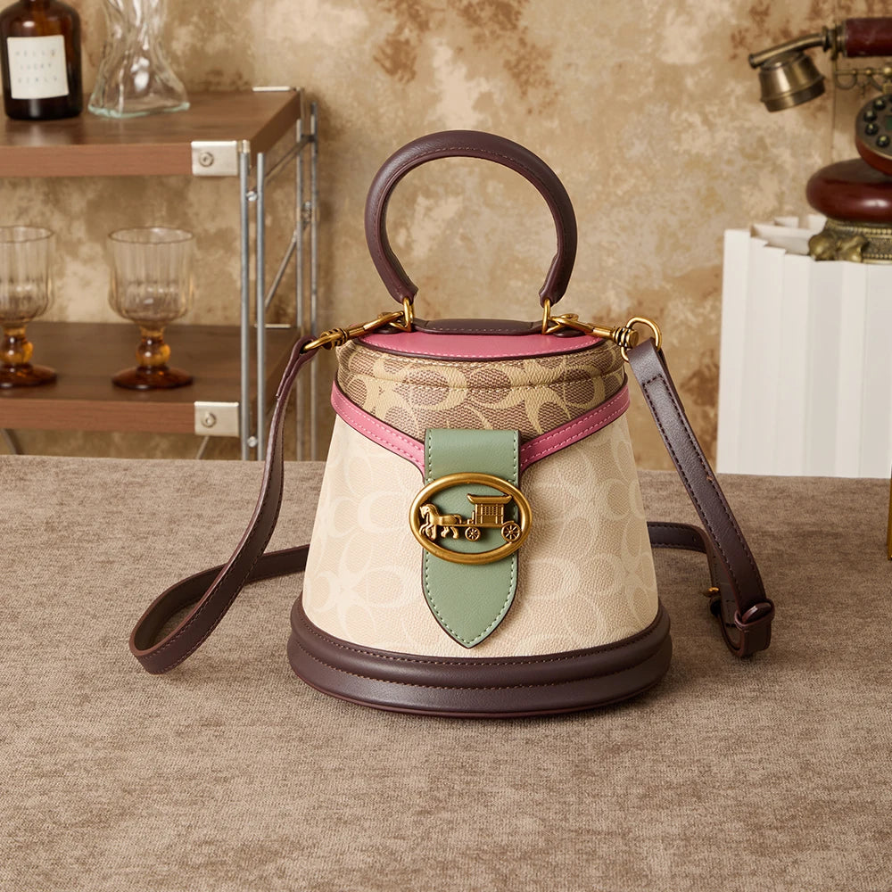Women's Handbag 2026 New Four Seasons Fashion Round Bucket Bag, a must-have for women's daily life, crossbody shoulder bag for c