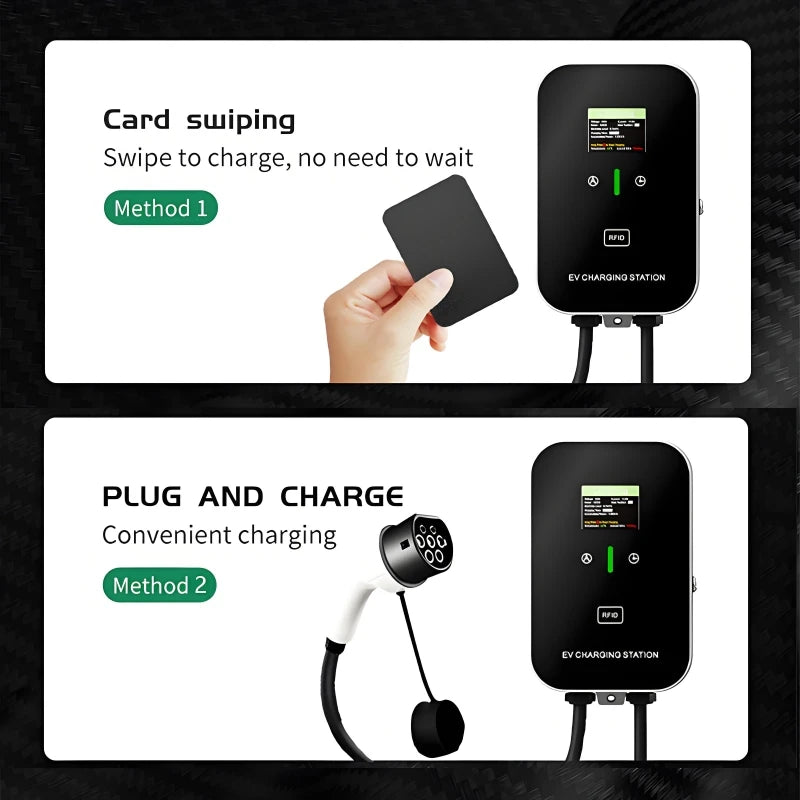 New 7KW Type2 Electric Vehicle Charger 32A EV Charging Station Type1 GBT EVSE Wallbox 1Phase EV Chargers with Screen Card
