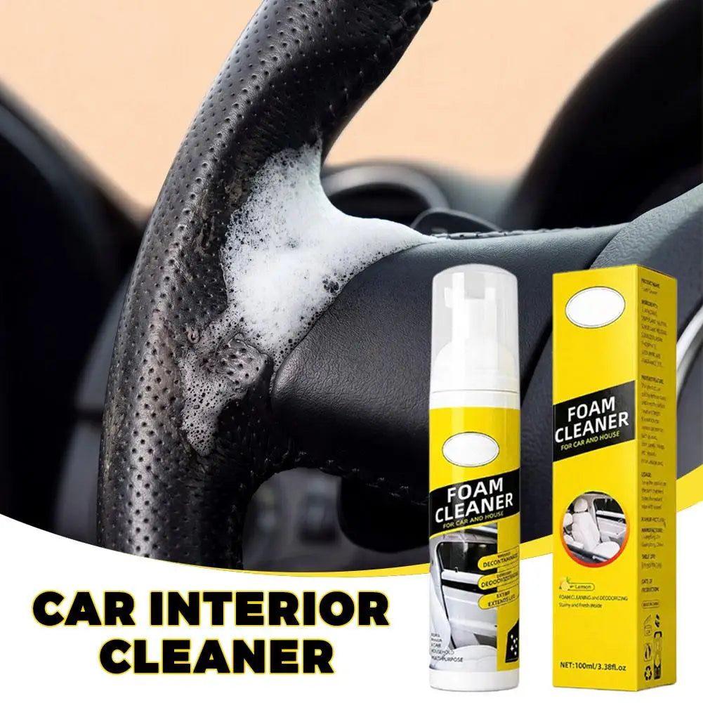 Universal Car Interior Foam Cleaner Leather Stain Remover Spray Seat Cleaning Kit with Sponge Cloth