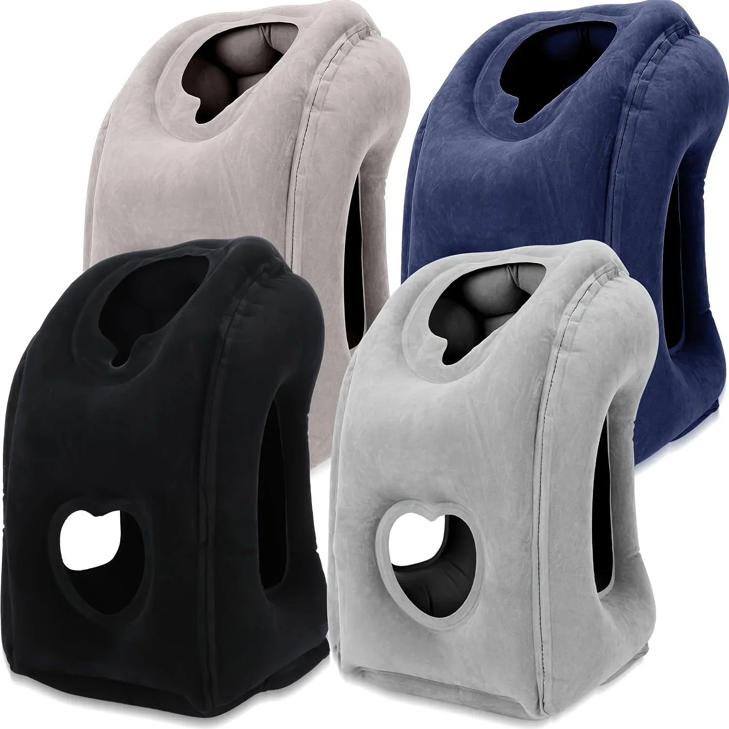 Inflatable Travel Pillow - Patented Valve Design, Adjustable Neck & Head Support | Lightweight Mid-Hardness, Ergonomic Air Pillow for Flights, Cars, Trains, Office Breaks | Multi-Color, Comfortable Material (Aircraft/Travel A