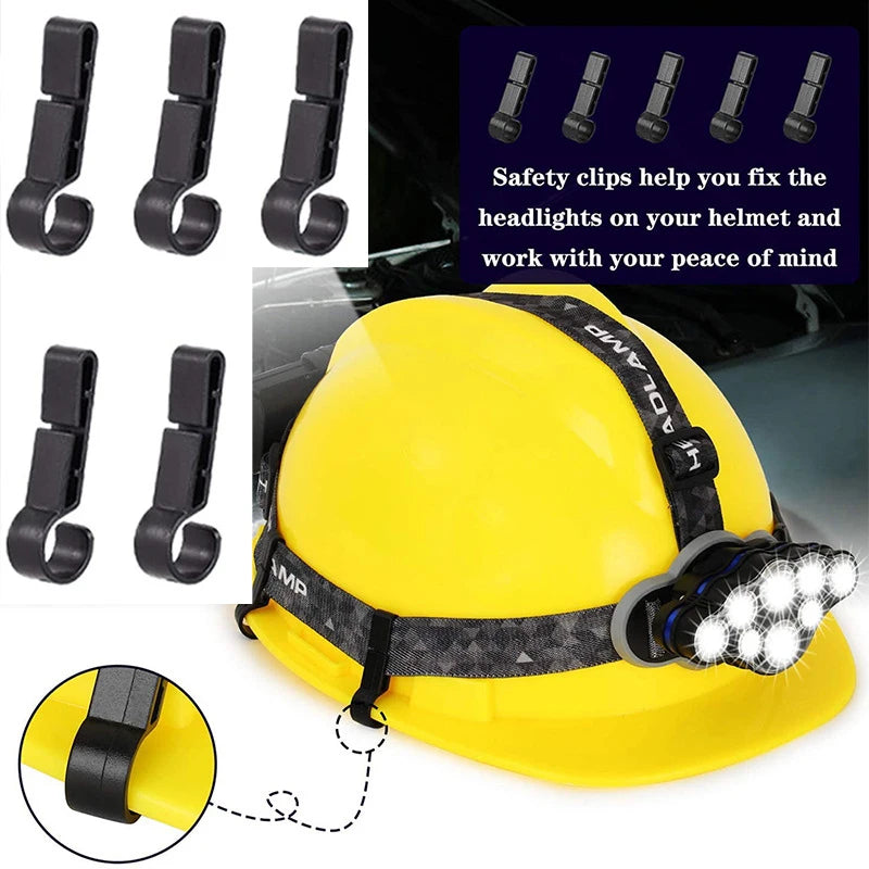 5/10pcs Plastic Helmet Clips Attachment Head Light Clamps Black Set Headlamp Hard Hat Safety Cap Hook Outdoor Tools