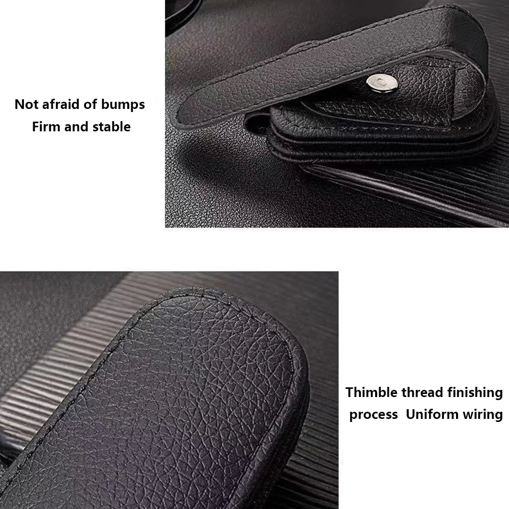 Magnetic Leather Car Sunglasses Holder, Universal Sun Visor Glasses Clip Card Ticket Storage Box Auto Interior Accessories 1PCS