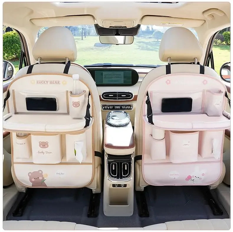Car Seat Back Organizer - Rear Hanging Storage Bag, Backseat Table Tray, Vehicle Mounted Desk Board