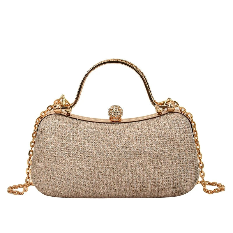 Shiny Mini Evening Bag, Rhinestone Chain Purse, Luxury Glitter Banquet Handbag, Perfect For Party, Wedding, Prom, Dinner/Banquet