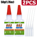 JXVX 50g 502 Super Plastic Glue  Professional Adhesive Transparent Cyanoacrylate Glue Fast Drying Odorless Long Lasting Bonding Acrylic, DIY Crafts, Electronics, PVC, ABS 1-3pcs.