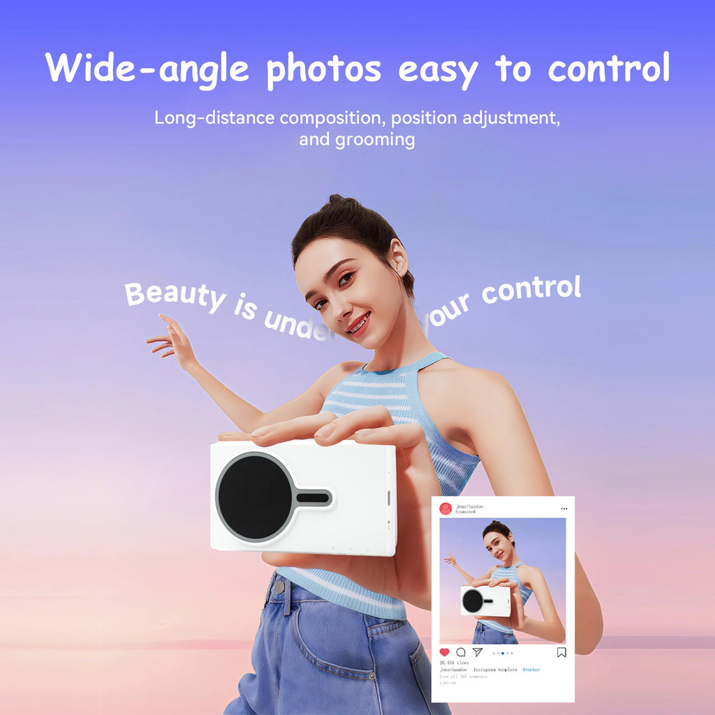 Vlog Selfie Monitor Screen Compatible with Phone, Magnetic Wireless Rear Camera Phone Monitor with 164FT Range, Live Streaming (White)