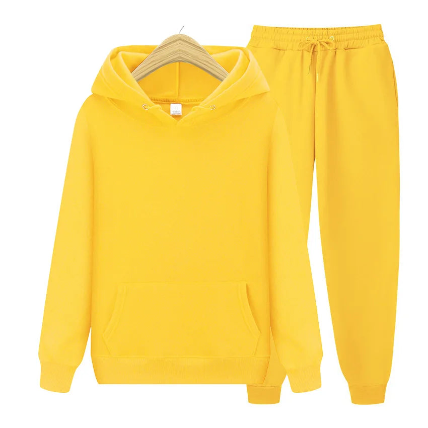 New Womens Solid Color Sets Hoodies Pants Autumn Winter Hooded Sweatshirt Sweatpants Hoodie Pant Hoody Pullover Female Suit