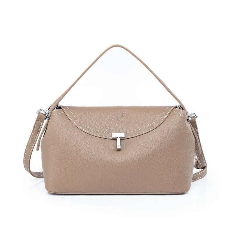 1pcs PU Crossbody Bag Hot Selling Women Retro T Metal Lock Underarm Bag  Dual-use Hand & Shoulder Bag Store Cosmetics Minimalist