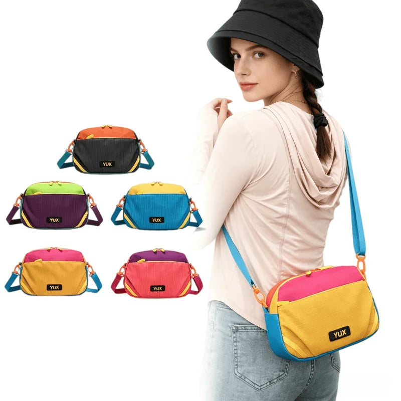 Women's Multi-Color Lightweight Nylon Crossbody Bag Casual Small Backpack Outdoor Sport Travel Daypack Colorblock Fashion Phone