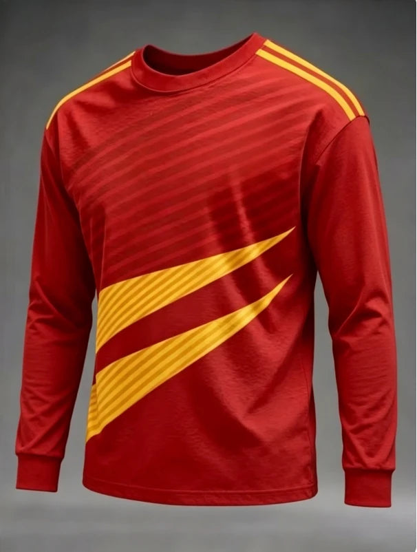 Spanish round neck long sleeved T-shirt quick drying versatile fashion print competition training daily outfit